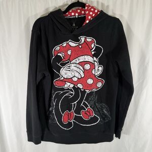 Disney Parks Mini Mouse Hoodie Women's Large Black Pullover Pockets